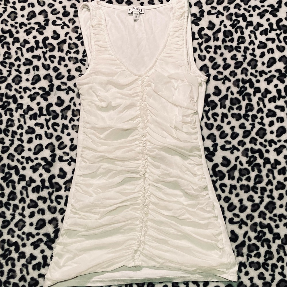 Express Bunched White Tank Top